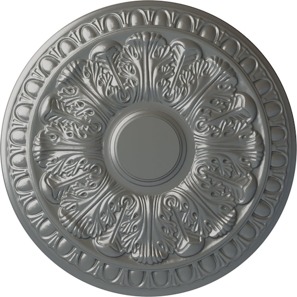 Ekena Millwork Colton Ceiling Medallion (Fits Canopies up to 4 3/4"), Hand-Painted Silver, 15 3/4"OD x 1 1/2"P CM15CNSLS - main